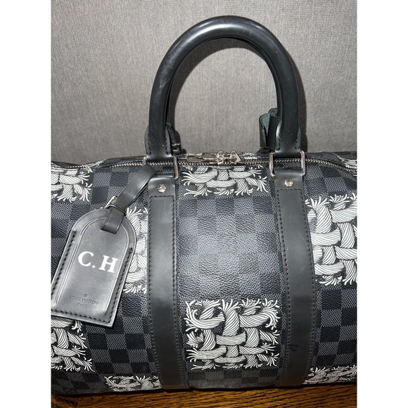 Louis Vuitton Keepall Bandouliere 45 Damier Nemeth White Rope Weekend Travel Bag - Picture 3 of 9